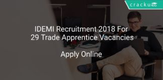 IDEMI Recruitment 2018 Apply Online For 29 Trade Apprentice Vacancies