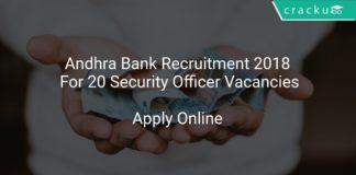 Andhra Bank Recruitment 2018 Apply Offline For 20 Security Officer Vacancies