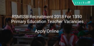 RSMSSB Recruitment 2018 Apply Online For 1310 Primary Education Teacher Vacancies