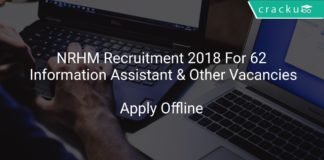 NRHM Recruitment 2018 Apply Offline For 62 Information Assistant & Other Vacancies