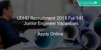 UDHD Recruitment 2018 Apply Online For 141 Junior Engineer Vacancies