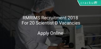 RMRIMS Recruitment 2018 Apply Online For 20 Scientist D Vacancies