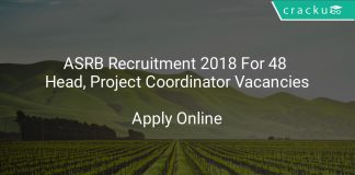 ASRB Recruitment 2018 Apply Online For 48 Head, Project Coordinator Vacancies