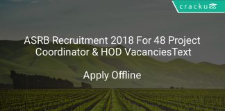 ASRB Recruitment 2018 Apply Offline For 48 Project Coordinator & HOD Vacancies