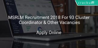 MSRLM Recruitment 2018 Apply Online For 93 Cluster Coordinator & Other Vacancies