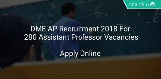 DME AP Recruitment 2018 Apply Online For 280 Assistant Professor Vacancies