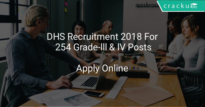 DHS Recruitment 2018 Apply Online For 254 Grade-lll & lV Posts