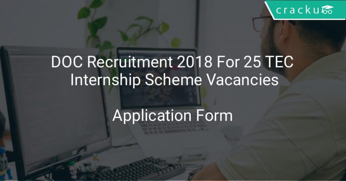 DOC Recruitment 2018 Application Form For 25 TEM Internship Scheme Vacancies