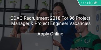 CDAC Recruitment 2018 Apply Online For 96 Project Manager & Project Engineer Vacancies