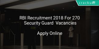 RBI Recruitment 2018 Apply Online For 270 Security Guard Vacancies