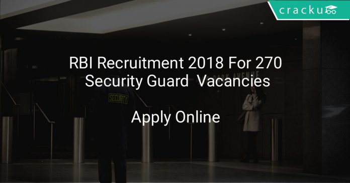 RBI Recruitment 2018 Apply Online For 270 Security Guard Vacancies
