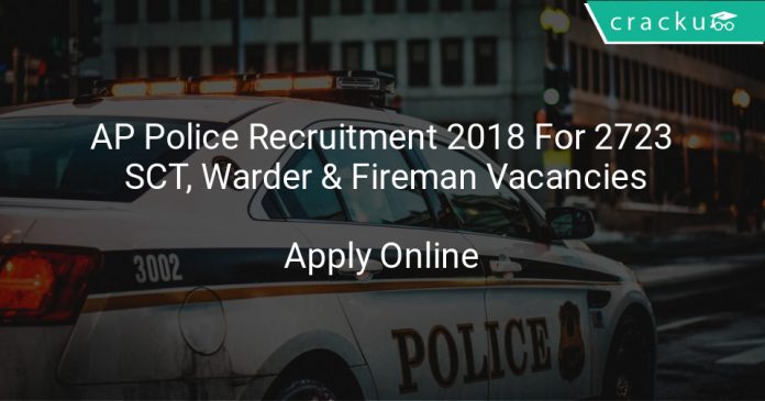 AP Police Recruitment 2018 Apply Online For 2723 SCT, Warder & Fireman Vacancies