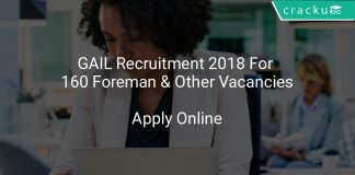 GAIL Recruitment 2018 Apply Online For 160 Foreman & Other Vacancies