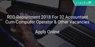 RDD Recruitment 2018 Apply Online For 32 Accountant-Cum-Computer Operator & Other Vacancies