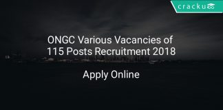 ONGC Various Vacancies of 115 Posts Recruitment 2018