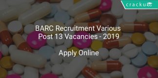 BARC Recruitment Various Post 13 Vacancies - 2019