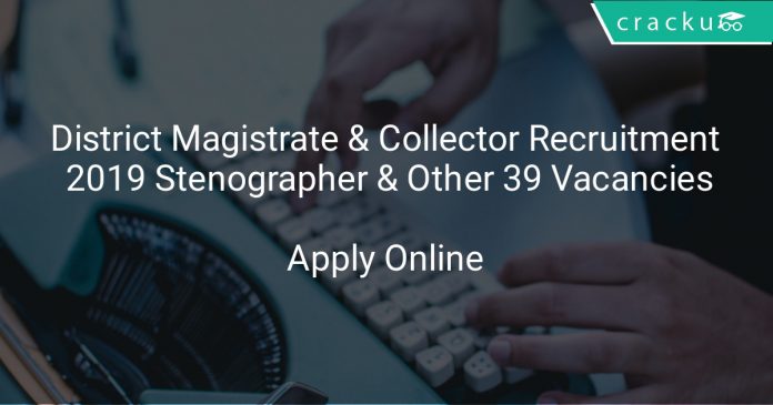 District Magistrate & Collector Recruitment 2019 Stenographer & Other 39 Vacancies