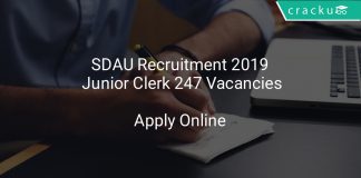 SDAU Recruitment 2019 Junior Clerk 247 Vacancies