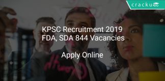 KPSC Recruitment 2019 FDA, SDA 844 Vacancies
