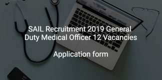 SAIL Recruitment 2019 General Duty Medical Officer 12 Vacancies