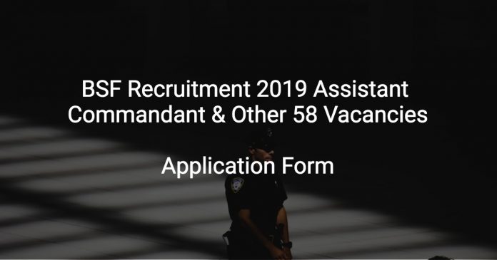 BSF Recruitment 2019 Assistant Commandant & Other 58 Vacancies