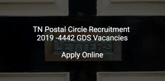 TN Postal Circle Recruitment 2019 4442 GDS Vacancies