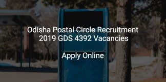 Odisha Postal Circle Recruitment 2019 GDS 4392 Vacancies