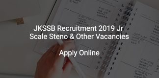 JKSSB Recruitment 2019 Jr Scale Steno & Other Vacancies