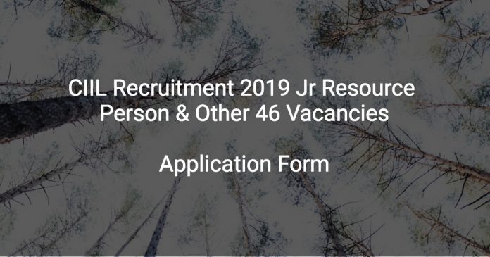 CIIL Recruitment 2019 Jr Resource Person & Other 46 Vacancies