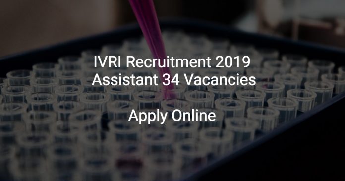 IVRI Recruitment 2019 Assistant 34 Vacancies