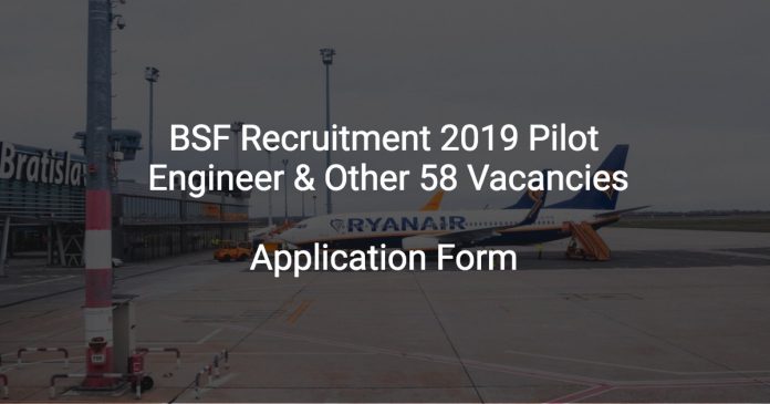 BSF Recruitment 2019 Pilot, Engineer & Other 58 Vacancies