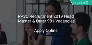 PPSC Recruitment 2019 Head Master & Other 981 Vacancies