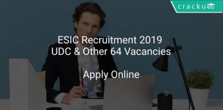 ESIC Recruitment 2019 UDC & Other 64 Vacancies