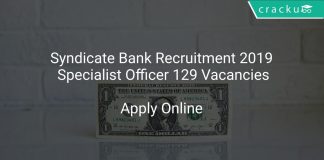 Syndicate Bank Recruitment 2019 Specialist Officer 129 Vacancies