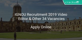 IGNOU Recruitment 2019 Video Editor & Other 34 Vacancies