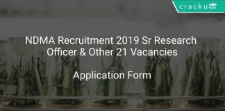 NDMA Recruitment 2019 Sr Research Officer & Other 21 Vacancies