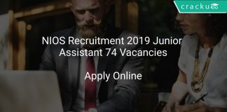 NIOS Recruitment 2019 Junior Assistant 74 Vacancies