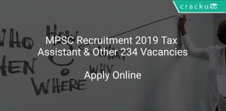 MPSC Recruitment 2019 Tax Assistant & Other 234 Vacancies