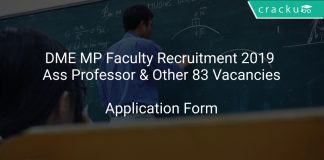 DME MP Faculty Recruitment 2019 Assistant Professor & Other 83 Vacancies