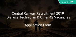 Central Railway Recruitment 2019 Dialysis Technician & Other 42 Vacancies