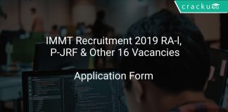 IMMT Recruitment 2019 RA-l, P-JRF & Other 16 Vacancies