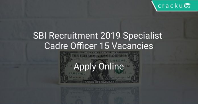 SBI Recruitment 2019 Specialist Cadre Officer 15 Vacancies