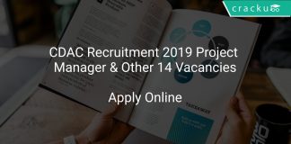 CDAC Recruitment 2019 Project Manager & Other 14 Vacancies
