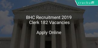 BHC Recruitment 2019 Clerk 182 Vacancies