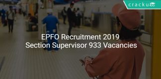 EPFO Recruitment 2019 Section Supervisor 933 Vacancies