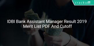 IDBI Bank Assistant Manager Result 2019 Merit List PDF And Cutoff