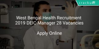West Bengal Health Recruitment 2019 DEIC Manager 28 Vacancies