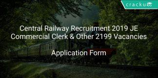 Central Railway Recruitment 2019 JE,Commercial Clerk & Other 2199 Vacancies