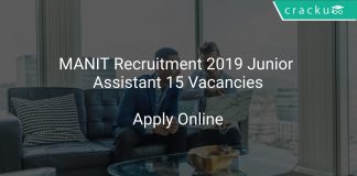 MANIT Recruitment 2019 Junior Assistant 15 Vacancies
