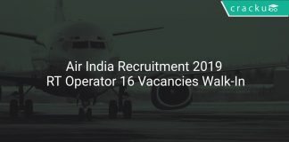 Air India Recruitment 2019 RT Operator 16 Vacancies Walk-In